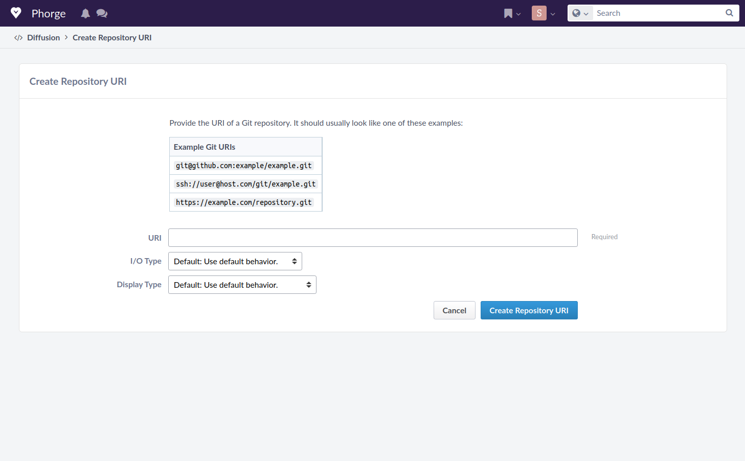 Create URI form