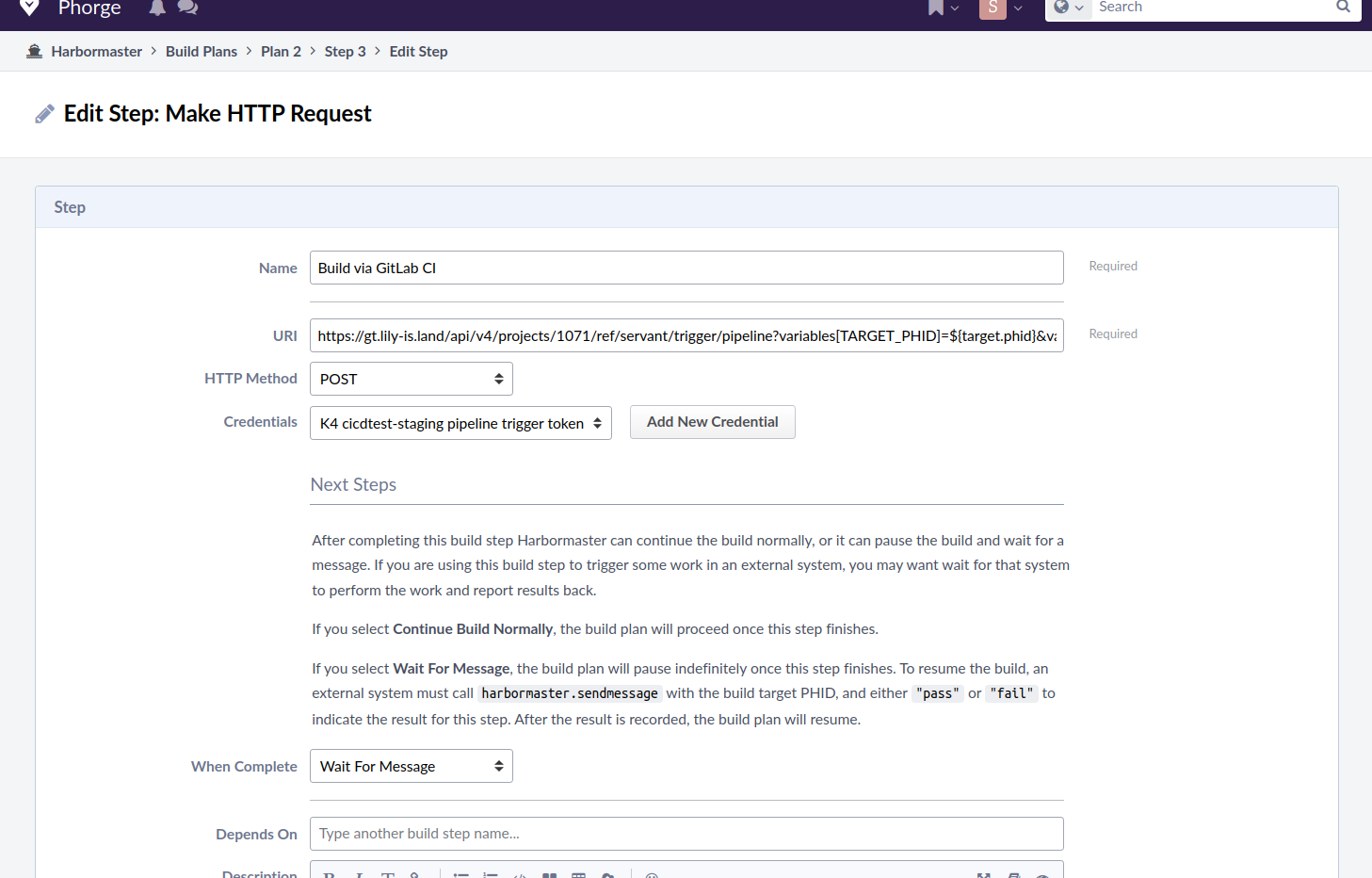 Filling in the form for Make HTTP Request